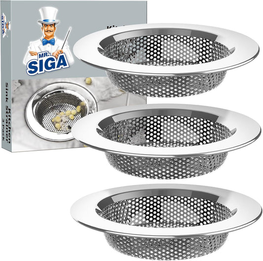 MR.SIGA Kitchen Sink Strainer, Stainless Steel Sink Drain Strainer, Dishwasher Safe, Outer Diameter