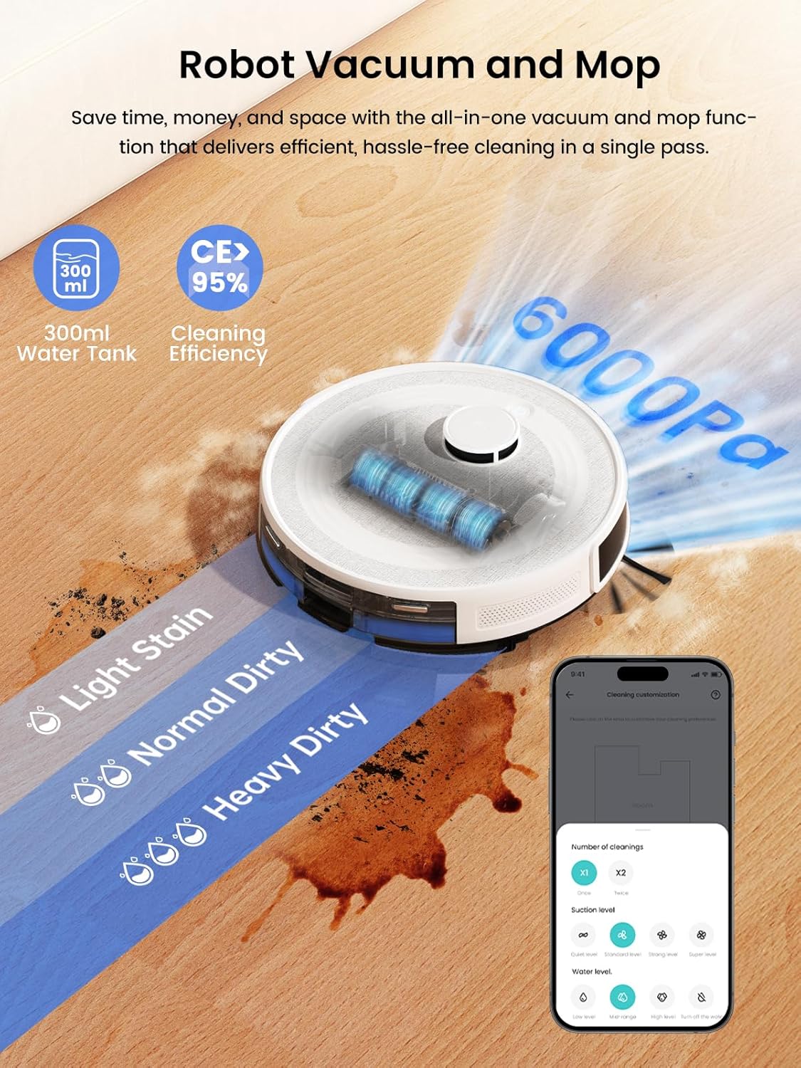 Lefant Robot Vacuum and Mop Combo, 8 Weeks Self-Emptying with Dual Dustbin Options, 6000Pa LiDAR