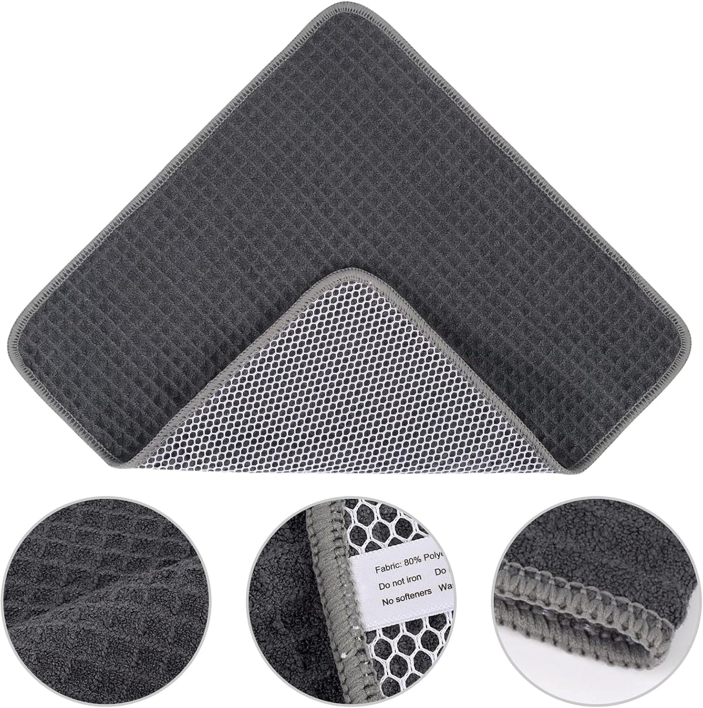 KinHwa Kitchen Washcloths for Dishes Absorbent Microfiber Dish Cloths Quick Dry Dish Rags with Poly