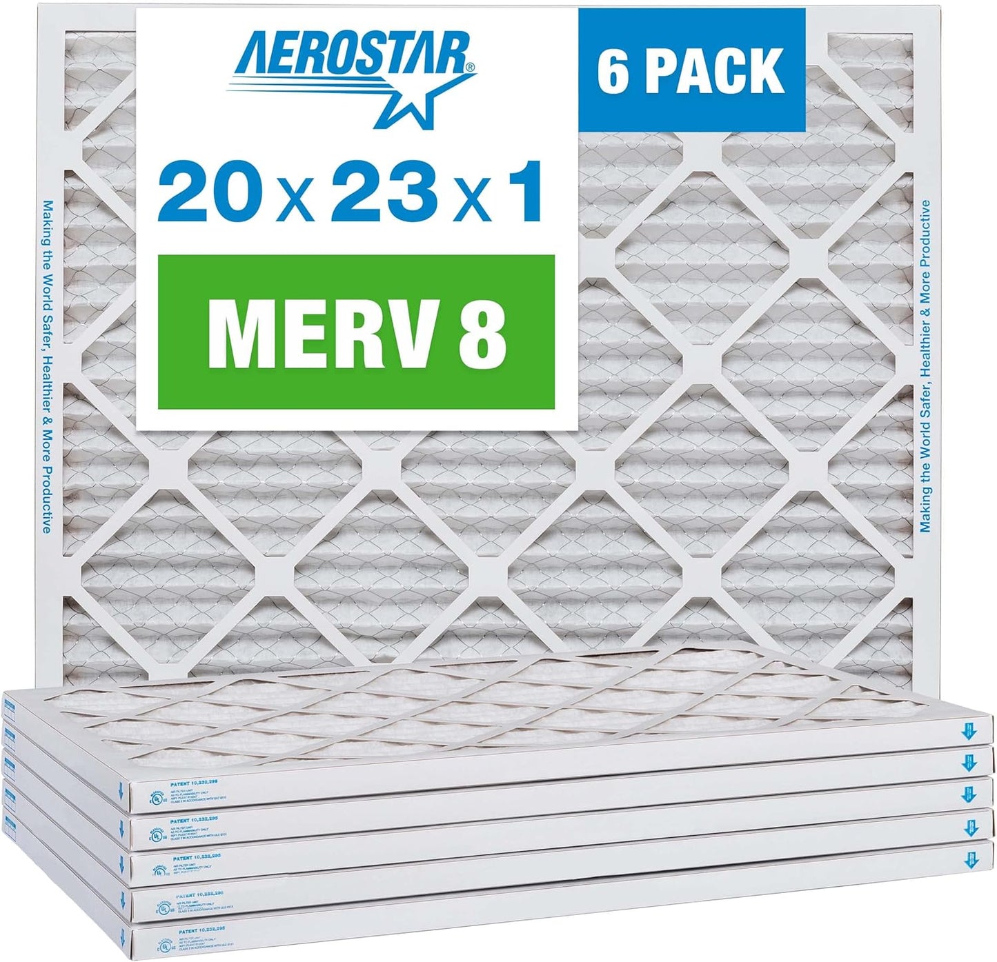 Aerostar 20x23x1 MERV 8-6 Count - High Efficiency Pleated HVAC, Furnace & Air Conditioner Filters