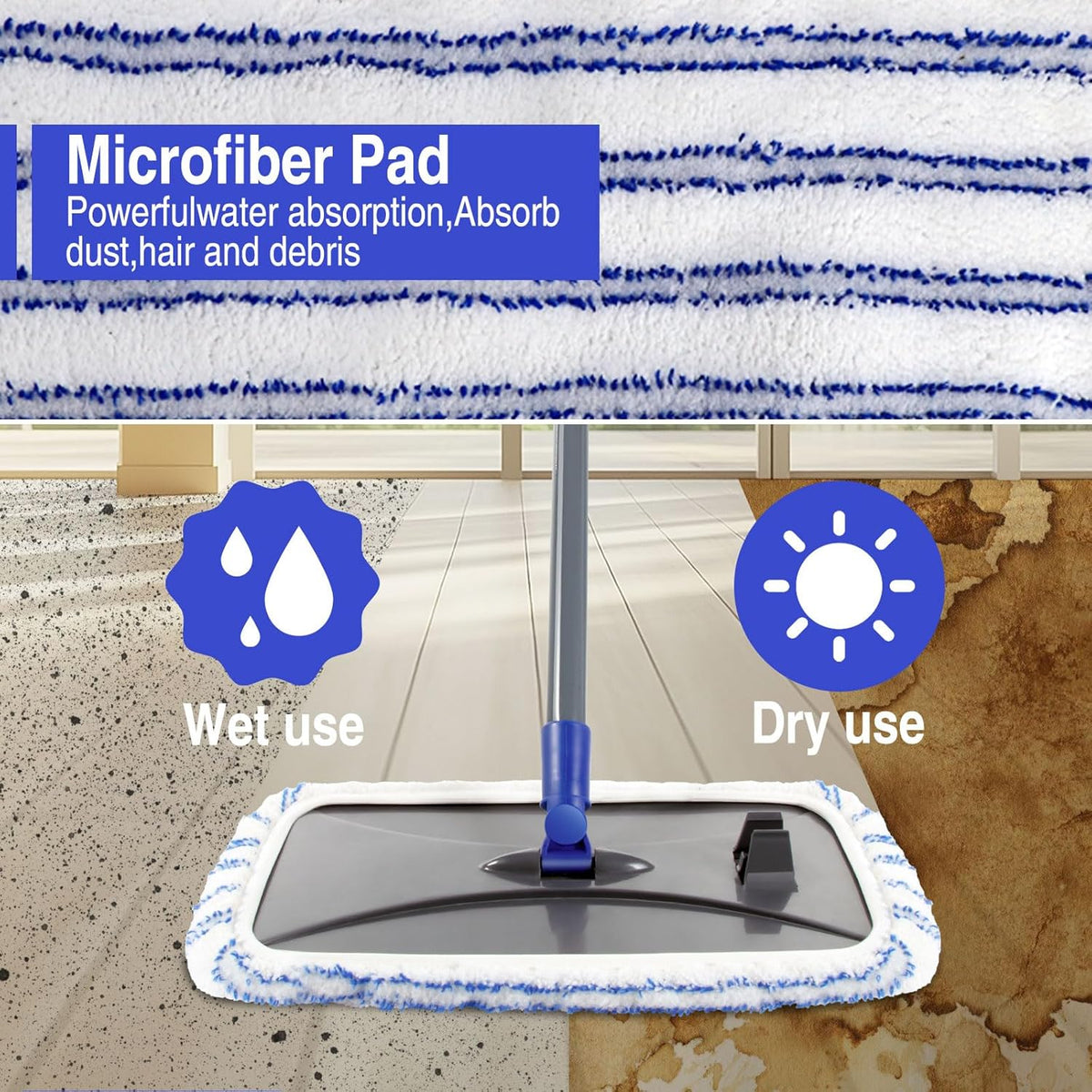 MASTERTOP Microfiber Mops for Floor Cleaning, Extra Large Industrial Mop,Floor Commercial Mop for