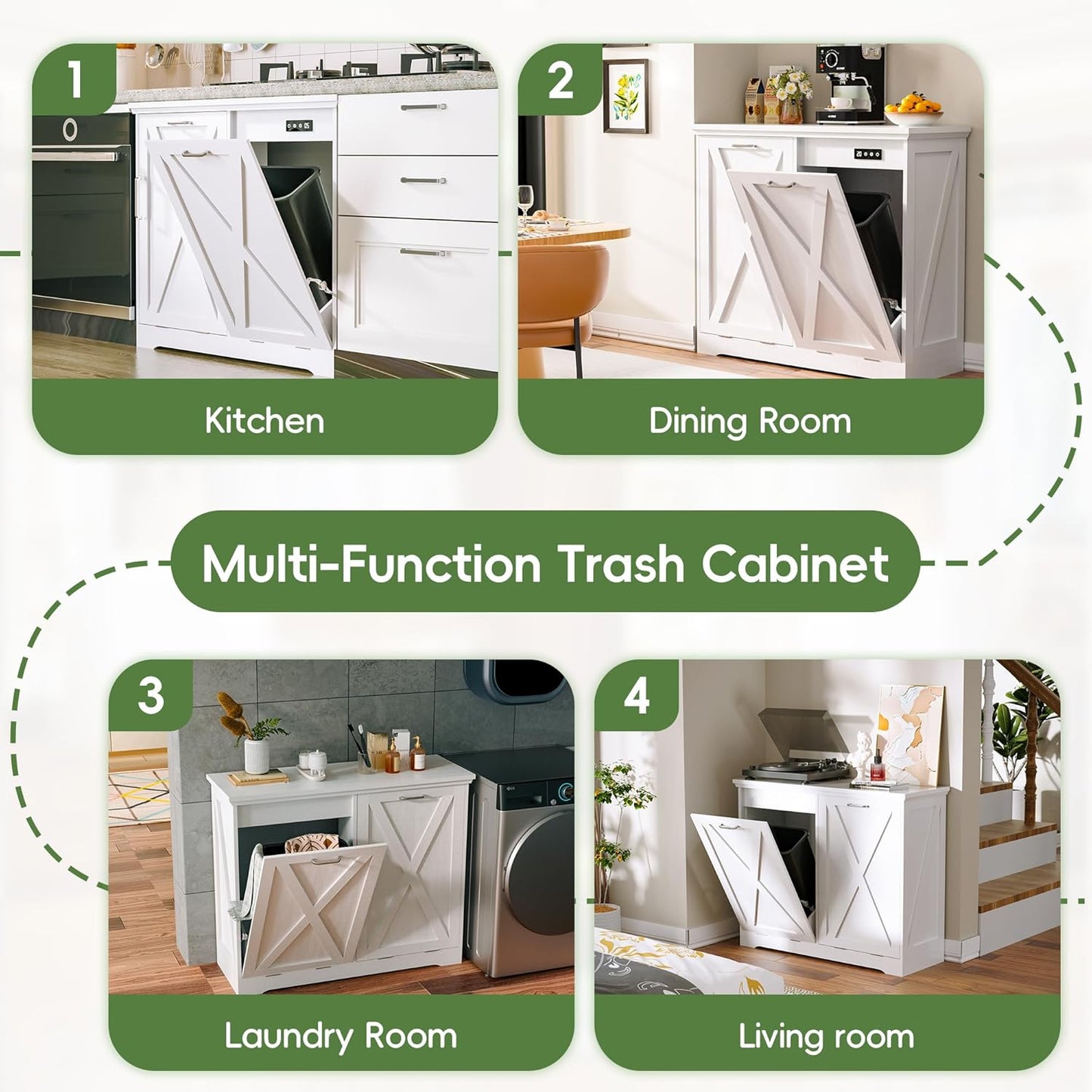 Betterhood TOLEAD Tilt Out Trash Can Cabinet, Hidden Trash Bin with Deodorizing & Negative Ion