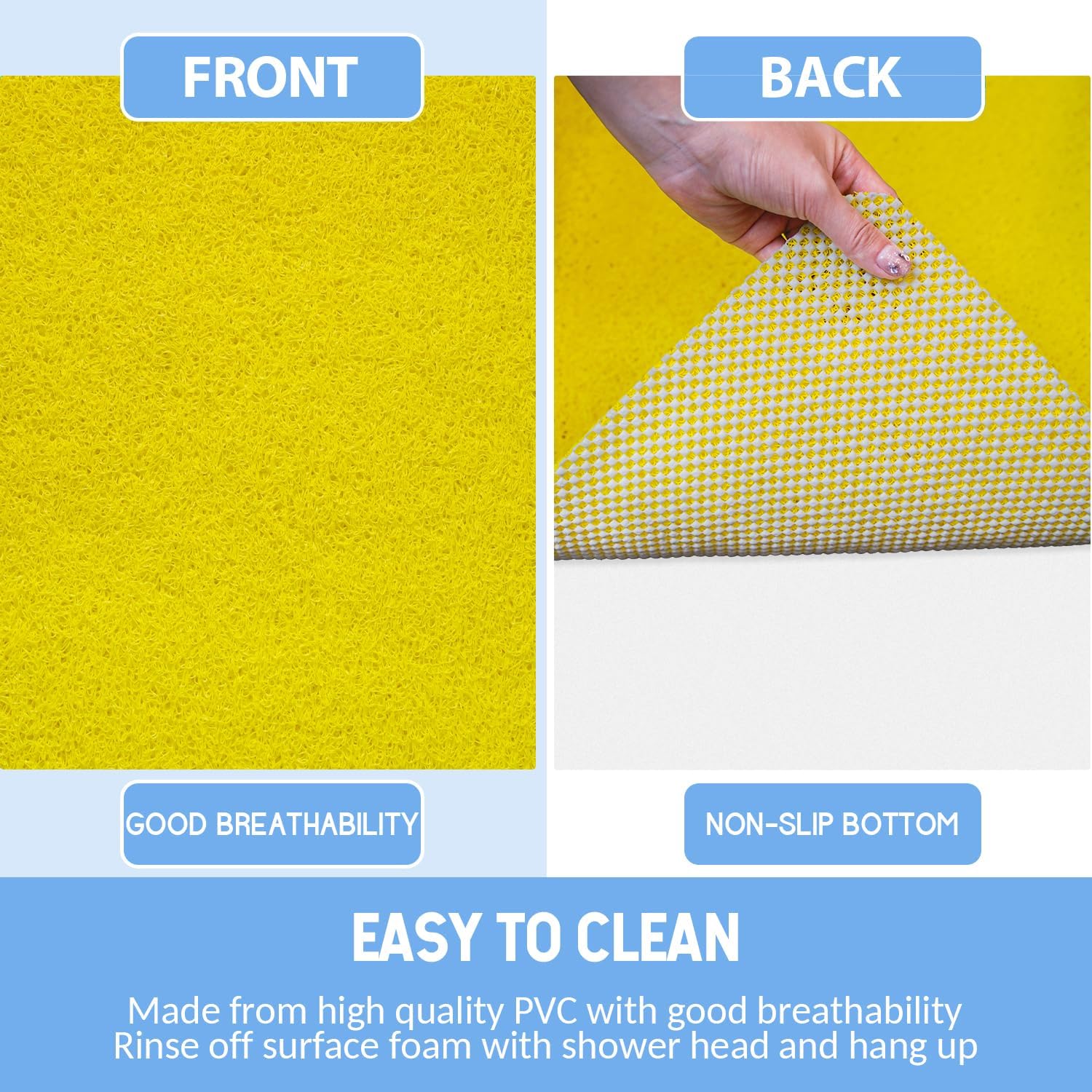 Non-Slip Bathtub Mat, Anti Slip Shower Mat, Fast Drying Bathtub Mats, Foot Scrubber Mat, Anti Slip