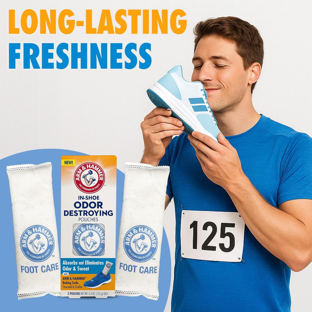 Arm & Hammer In-Shoe Odor Destroying Pouches, Shoe Deodorizer Insert for Reducing Odor and