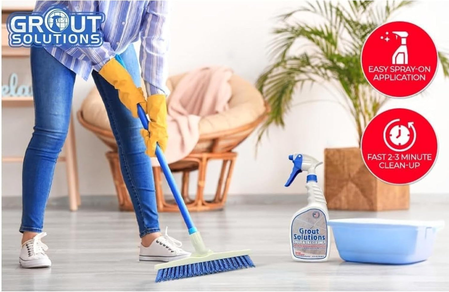Professional Grout Brush Heavy-Duty Swivel Head with Stiff V-Shaped Bristles for Deep Cleaning