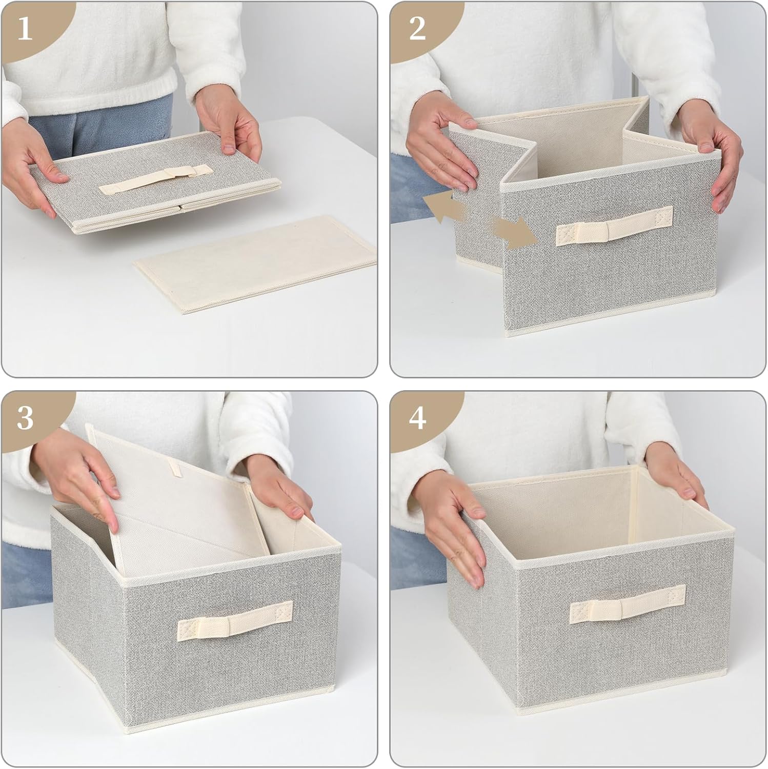 Storage Baskets, 11-Inch Woven Fabric Bins, Storage Cubes with Reinforced Handles, Organizer Bins