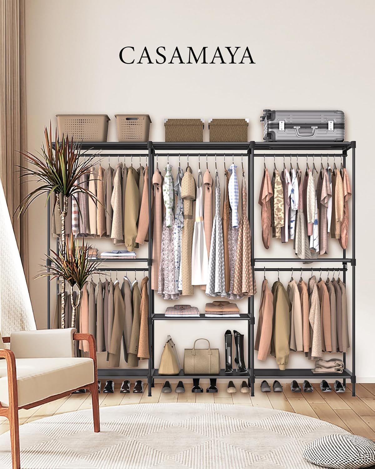 Clothes Rack, Portable Closet, 80.7 Inch Extra Large Capacity Wardrobe Closet, Clothes Storage
