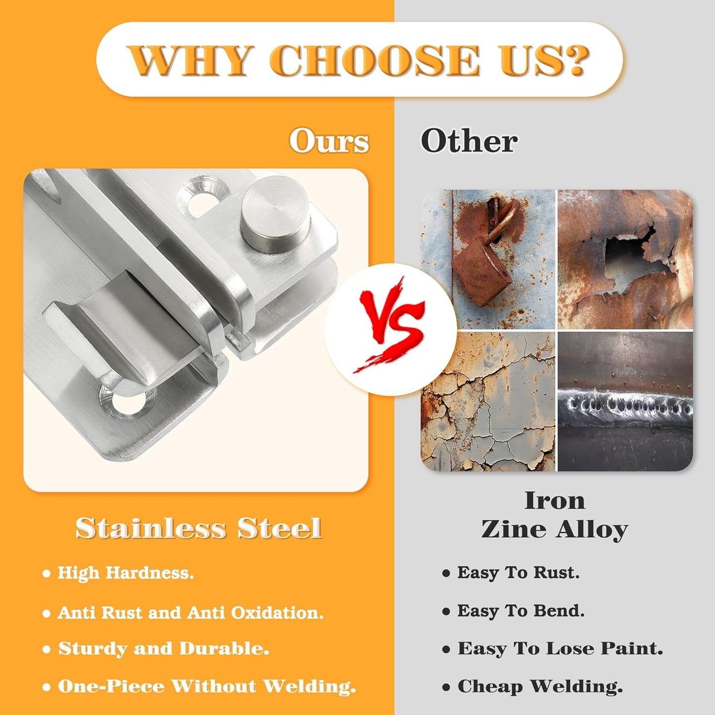 Alise Flip Latch Gate Latch,Shed Door Latch Barn Door Lock Shed Lock Shed Latch,Brushed Stainless