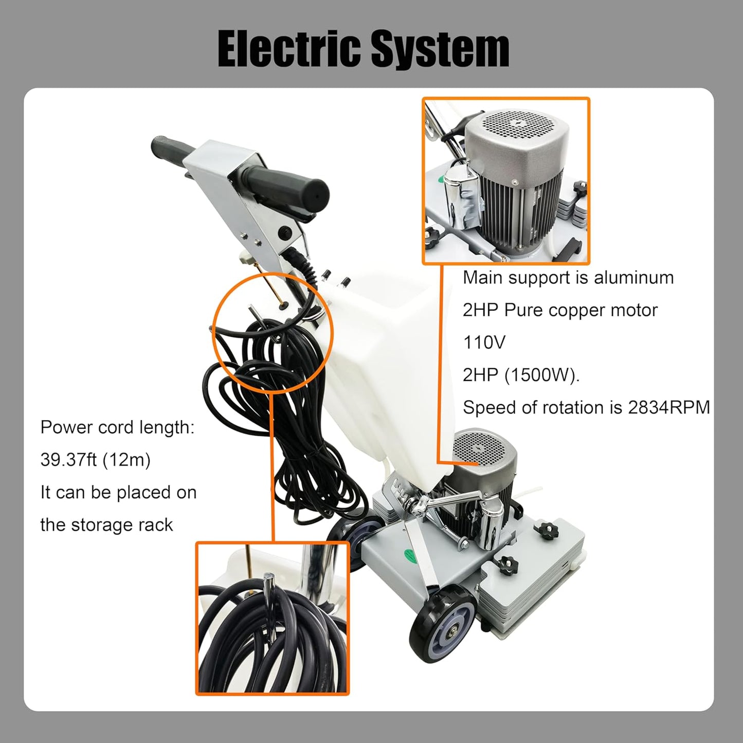 Floor Grinding Scrubber Buffer Polisher Machine Square Chassis Clean Polish Wax Renovate Step