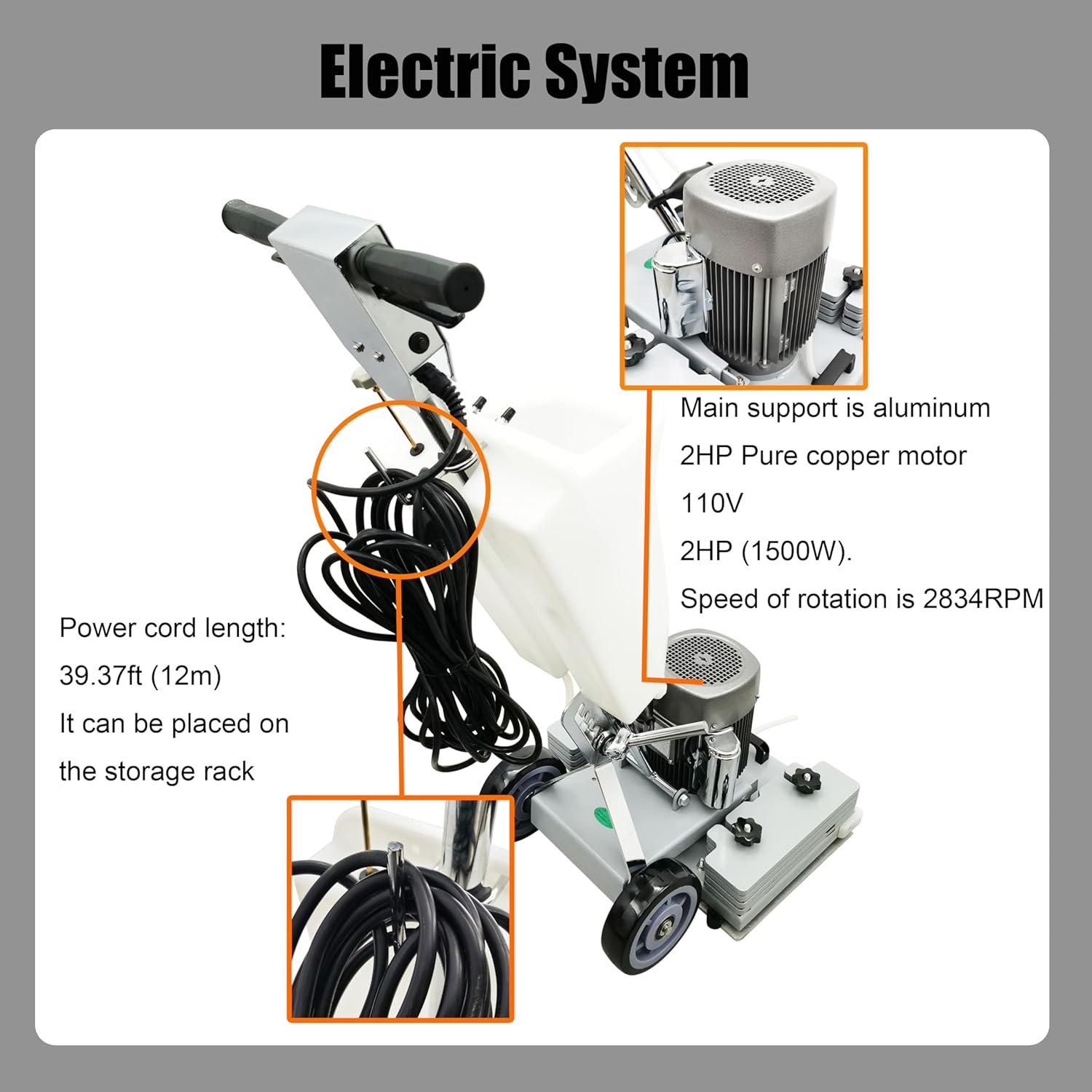 Floor Grinding Scrubber Buffer Polisher Machine Square Chassis Clean Polish Wax Renovate Step