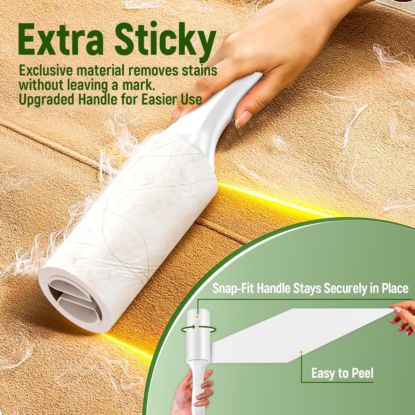 Extra Sticky Lint Roller for Pet Hair – 500 Sheets, Reinforced 2 Handles, Dog & Cat Hair Remover