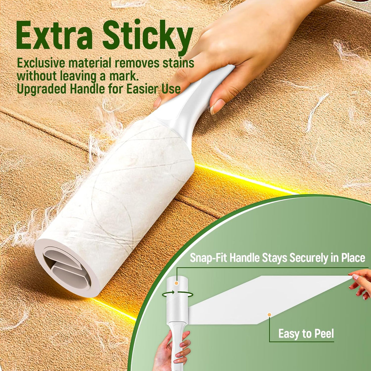 Lint Roller for Pet Hair Extra Sticky, 800 Sheets with 4 Durable Handles and Strong Paper Refills