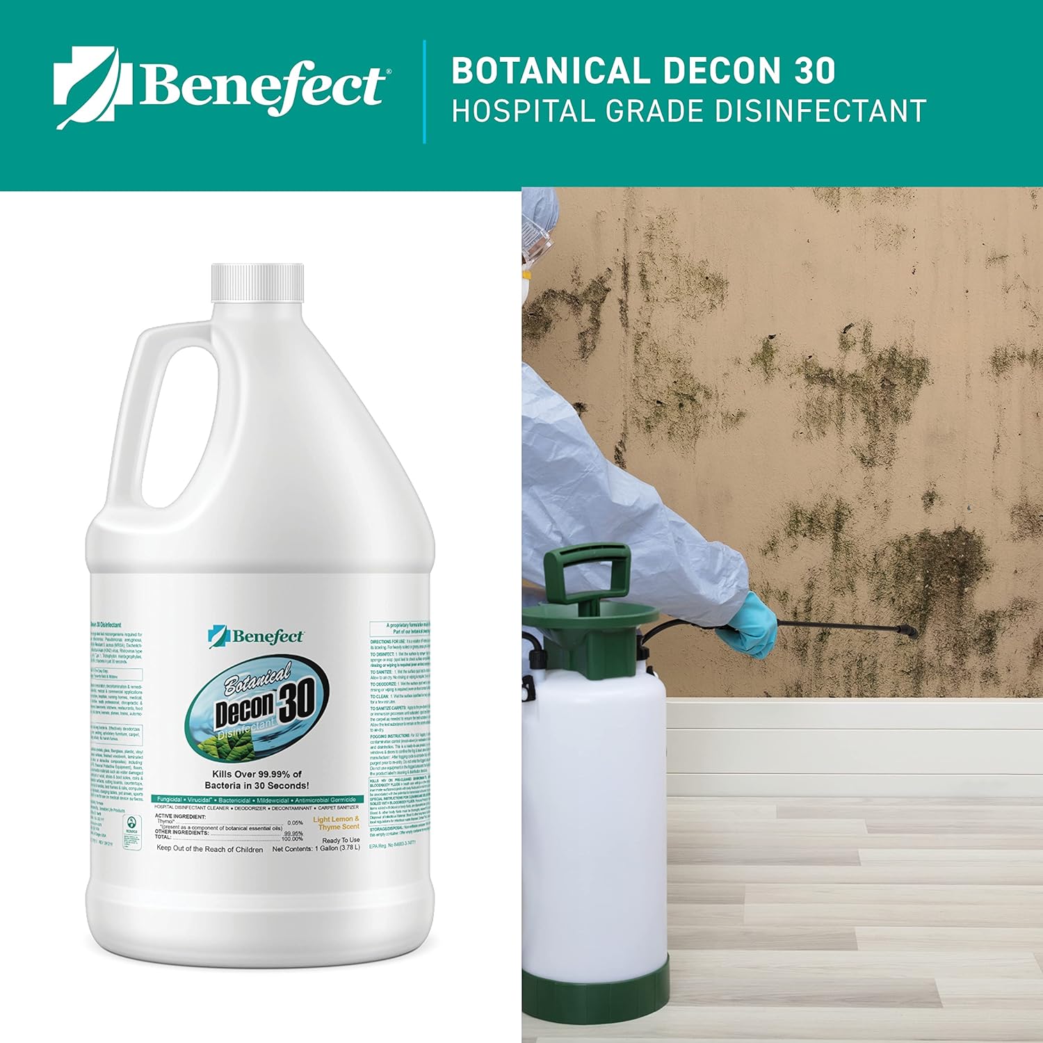 Benefect Botanical Decon 30 Disinfectant Cleaner - All Natural Formula for Effective Cleaning Power