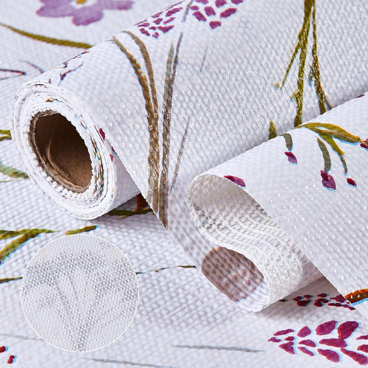 Drawer and Shelf Liner for Kitchen Cabinets 12INx20FT, Non Adhesive, Non Slip Floral Cabinet Shelf