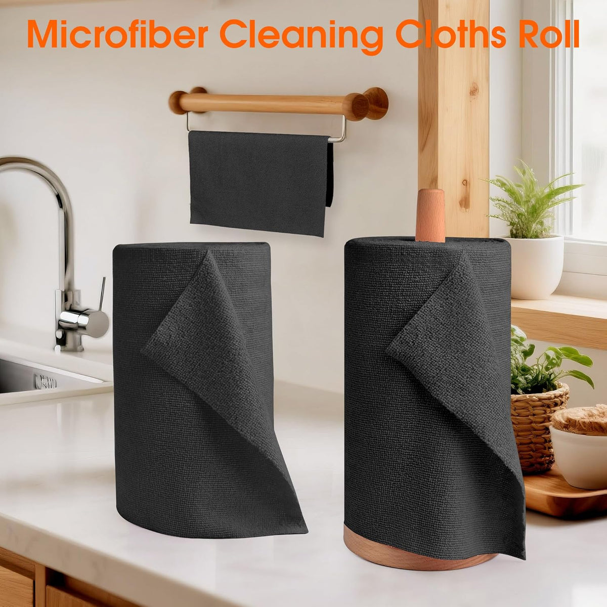 Roll of Microfiber Cleaning Cloth –100 Pack, Tear Away Microfiber Towels, Reusable, Washable