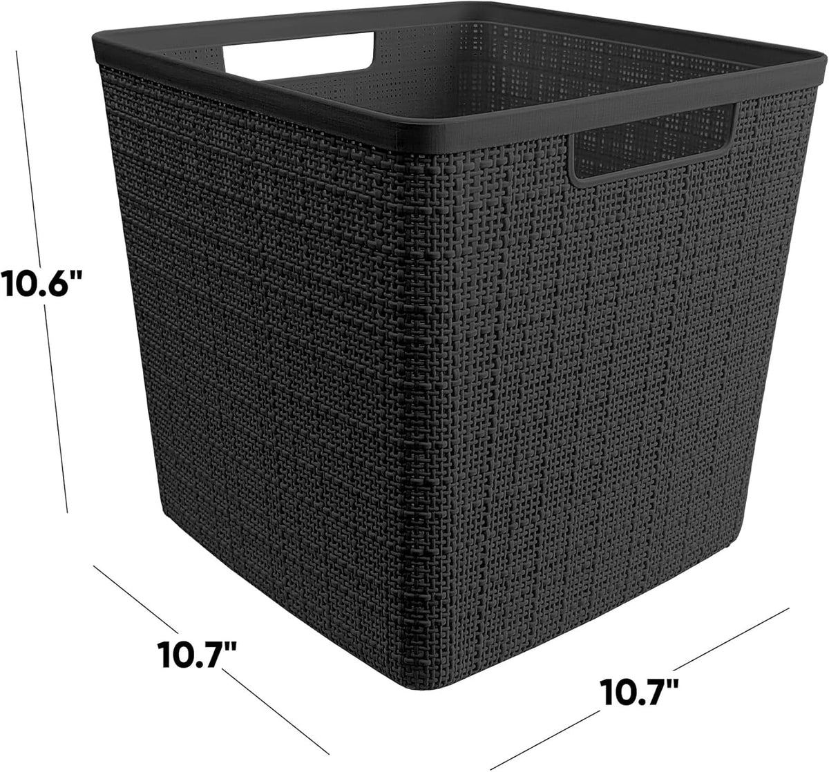 Curver Set of 4 Jute Large Cube Decorative Plastic Organization and Storage Baskets, Perfect Bins