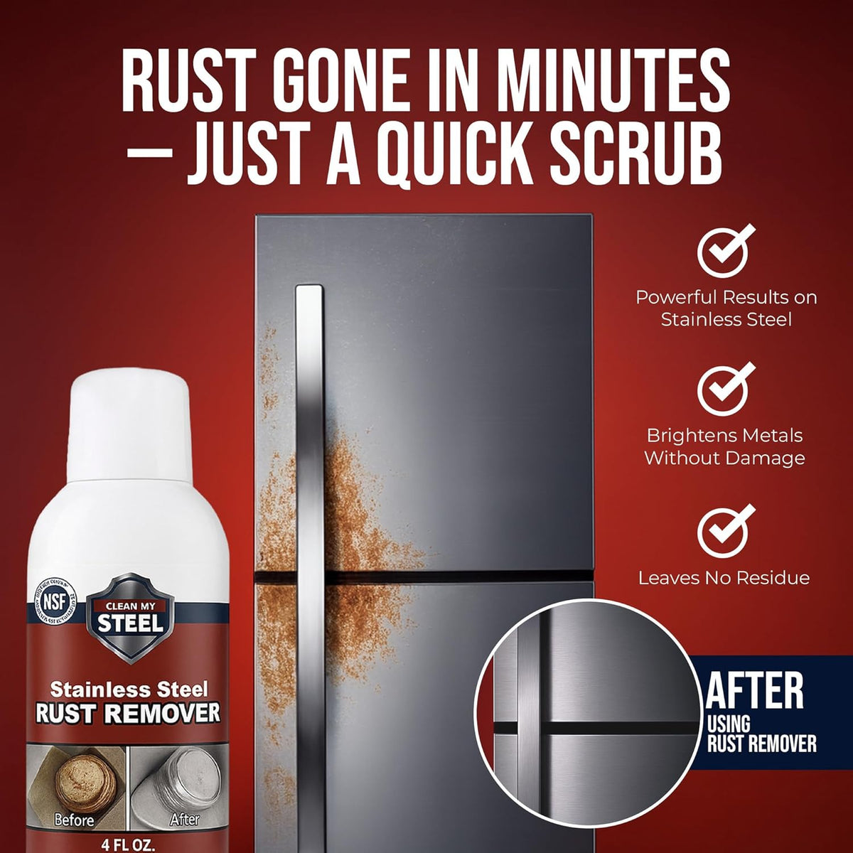 CLEAN MY STEEL Professional Stainless Steel Rust Stain Remover and Cleaner | NSF Approved |