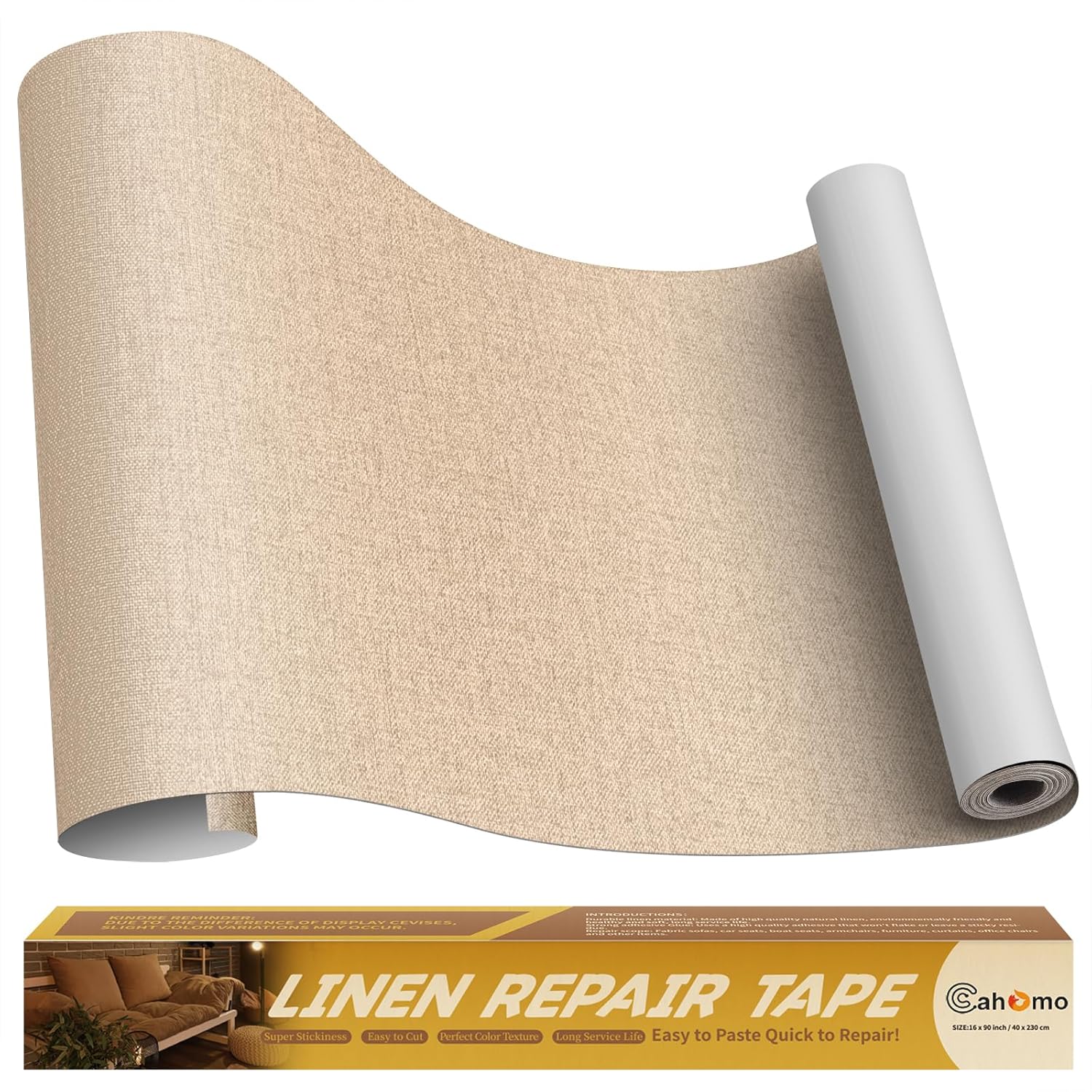 Linen Repair Tape 16x90 inch, Self Adhesive Fabric Patches, Linen Patch Tape Kit, Fabric Repair