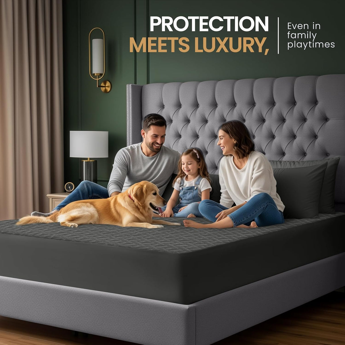 Utopia Bedding Waterproof Mattress Protector Full Size (Gray), Premium 3D Air Soft Fabric Mattress