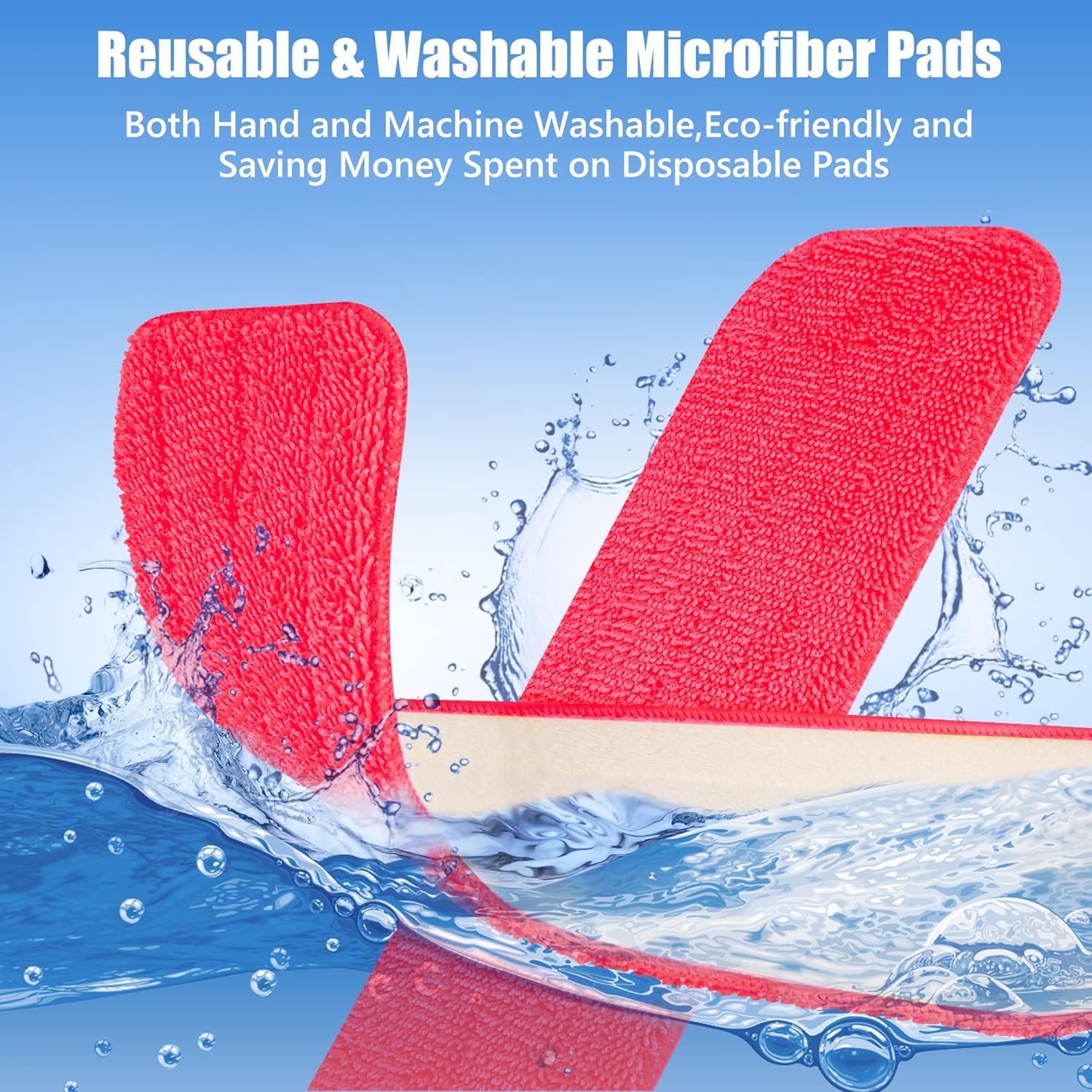 HOMTOYOU Reusable Mop Pads for Swiffer PowerMop: 6 Pack Microfiber Pad Refills for Multi-Surface