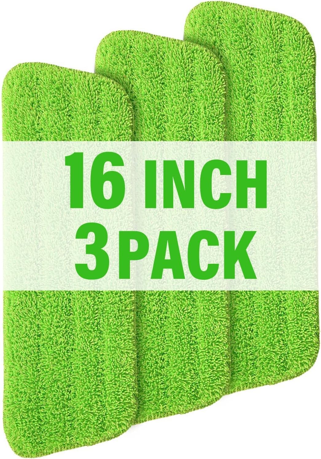 16.5 inch Mop Pads Refills, 3 Pack Microfiber Reusable Replacement Mop Pads Flat Replacements Heads