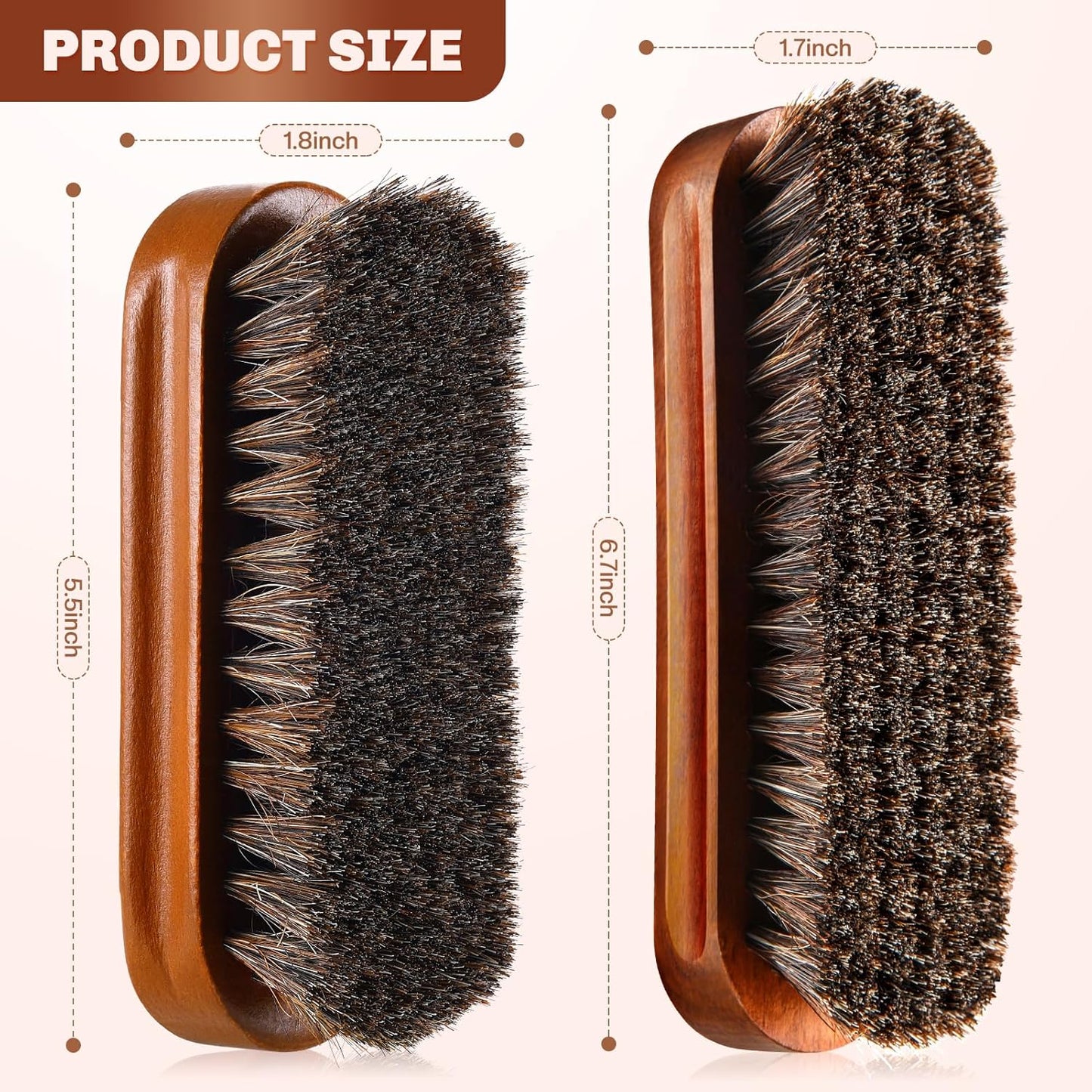 2 Pcs Horsehair Shine Shoes Brush Kit Polish Dauber Applicators Cleaning Leather Shoes Boots Care