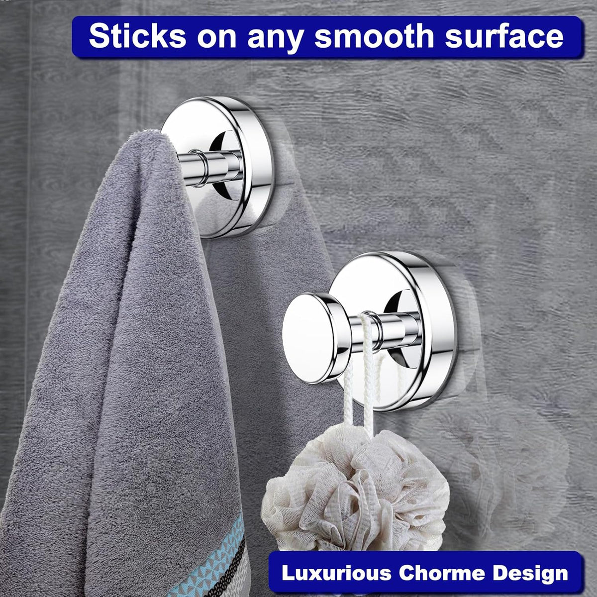 Suction Cup Hooks for Shower, Removable Towel Hooks for Bathroom Window Glass Door Wall, Bath Robe