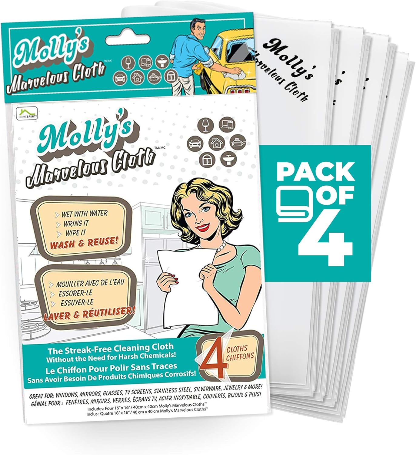 Molly's Marvelous Cloth, Streak-Free, Lint-Free Microfiber Cleaning Cloth, Polishing Cloth for