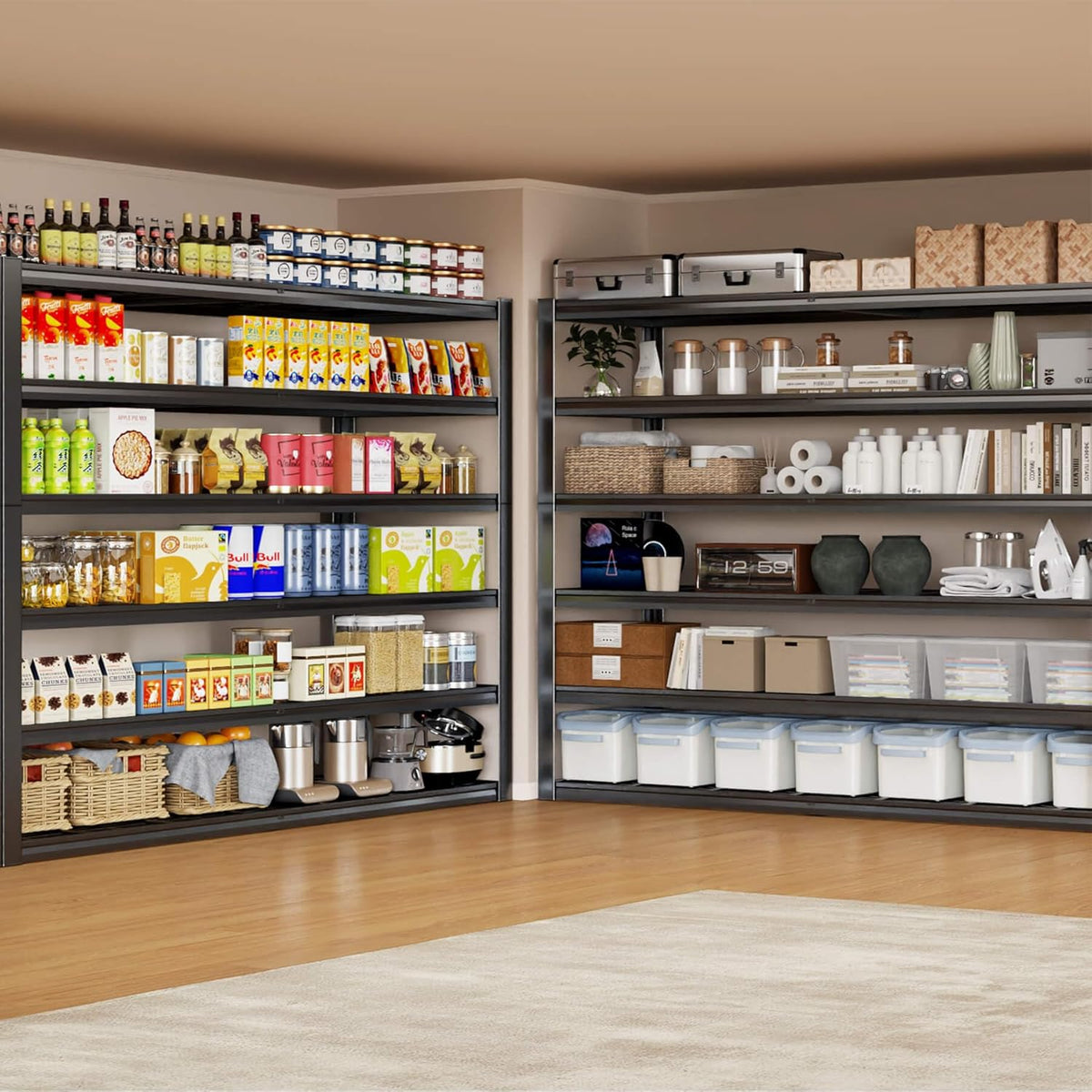 65" W Garage Shelving Heavy Duty, 6 Tier Garage Shelves, Adjustable Storage Shelving Unit