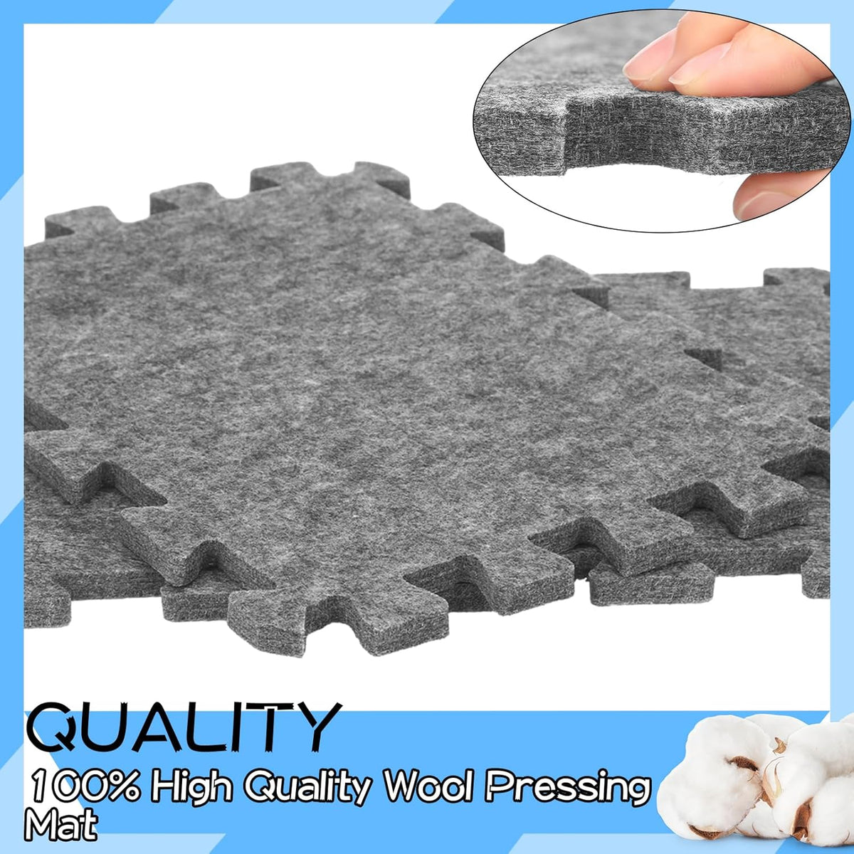 Ziliny 8 Pack Large Wool Pressing Mat 22" x 63" Wool Ironing Mat Felted Blending Ironing Pad Sewing