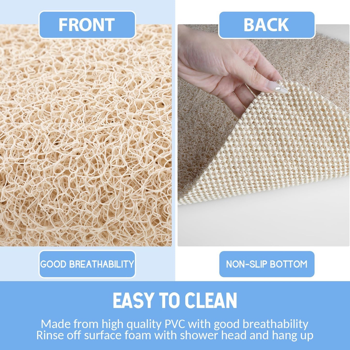 Non-Slip Shower Mat Bathtub Mat for Bath Tub,Anti Slip Bath Tub Mat,Floor Mat,Soft PVC Loofah