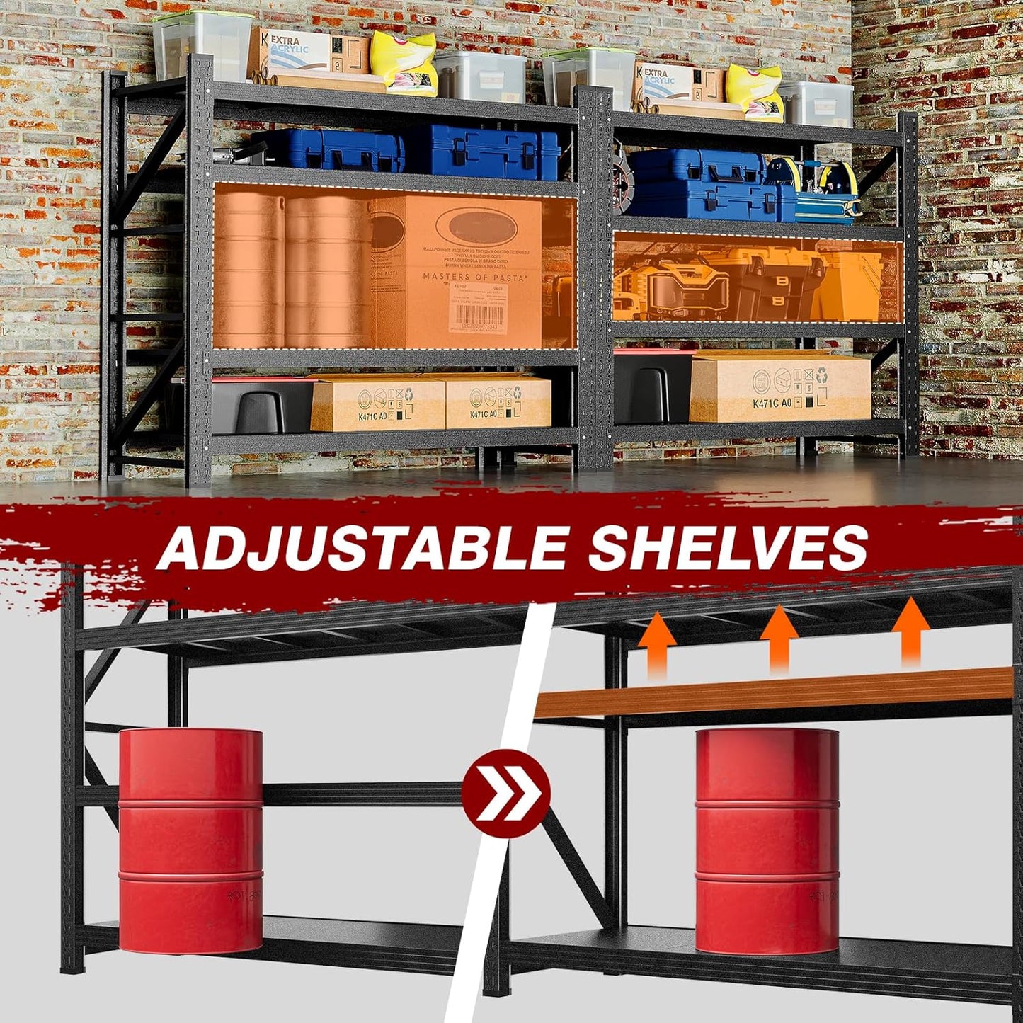 3000LBS Metal Steel Storage Shelves - 48" W Black 4 Tier Heavy Duty Rack Commercial Industrial