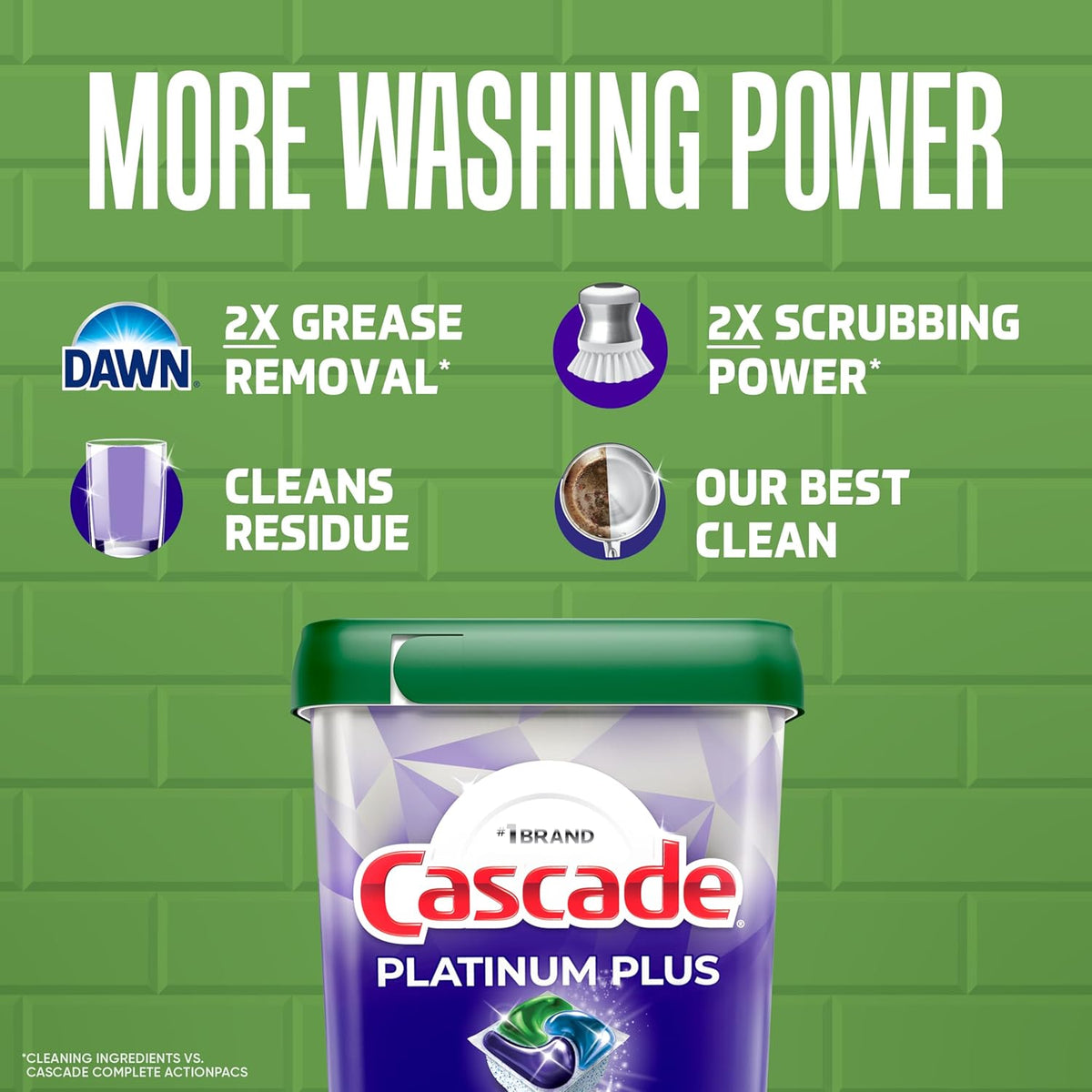 Cascade Platinum Plus Dishwasher Pods, Dishwasher Detergent, Dish Detergent Soap, Mountain, 19 Count