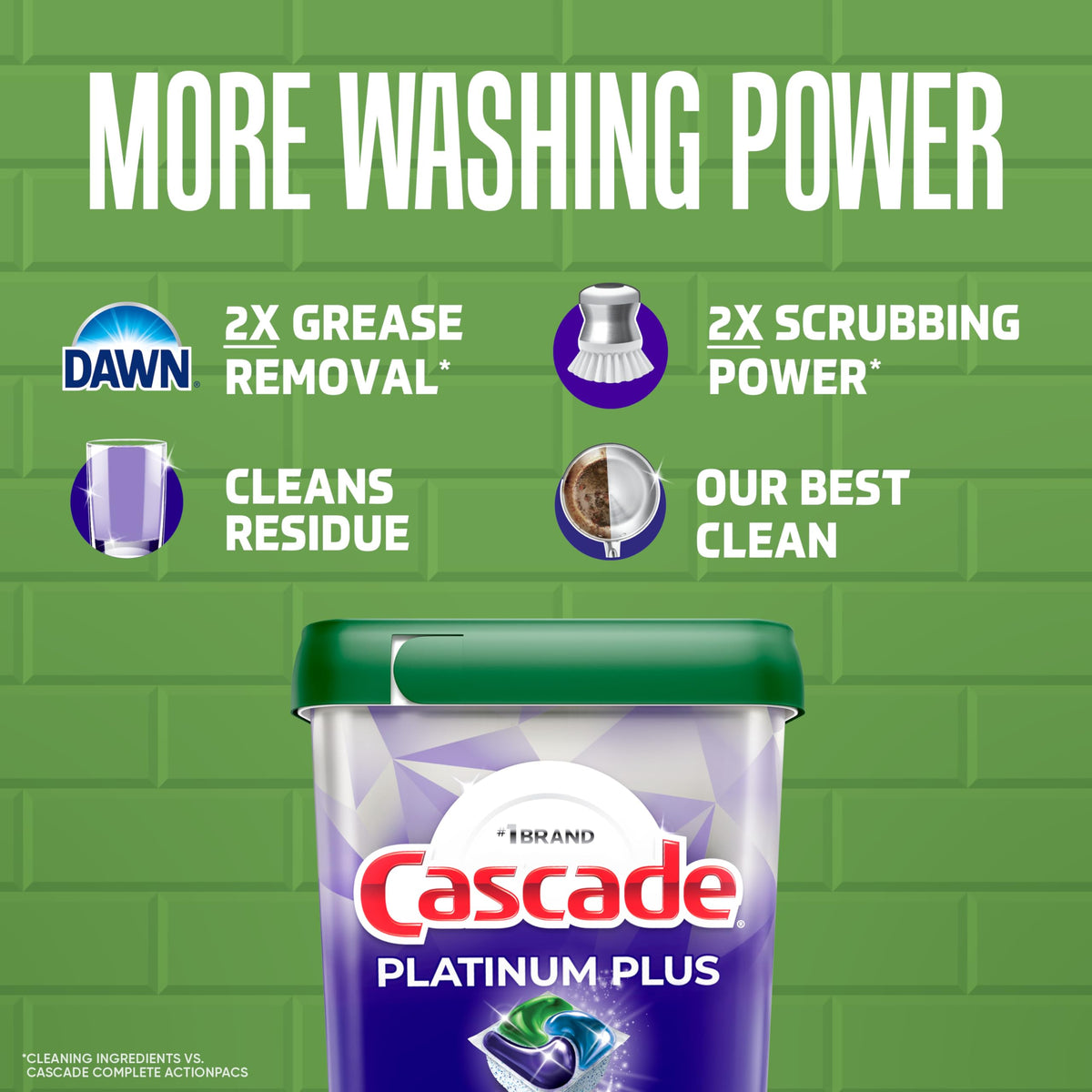 Cascade Platinum Plus Dishwasher Detergent Pods Dish Soap Lemon 57 Count