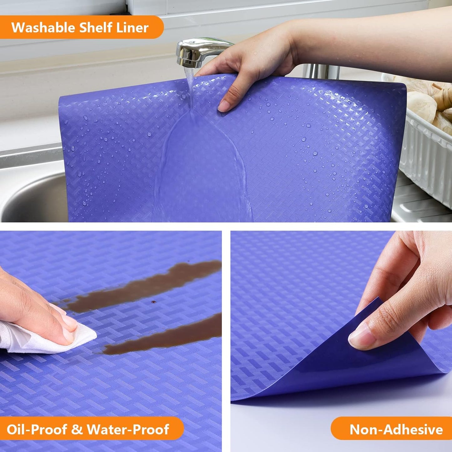 Shelf Liners for Kitchen Cabinets Refrigerator Liners Waterproof Plastic Kitchen Cupboard Liner Non