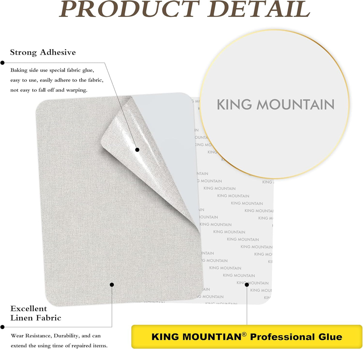 KING MOUNTAIN Fine Linen Repair Patches, Self-Adhesive Fabric, 8X11 Inch 2 PCS, Multi Color, for