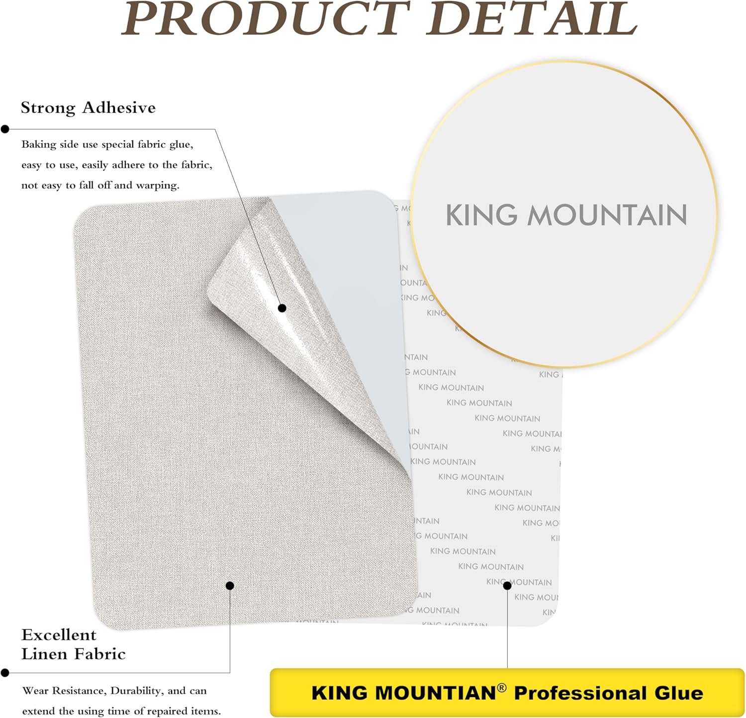 KING MOUNTAIN Fine Linen Repair Patches, Self-Adhesive Fabric, 8X11 Inch 2 PCS, Multi Color, for