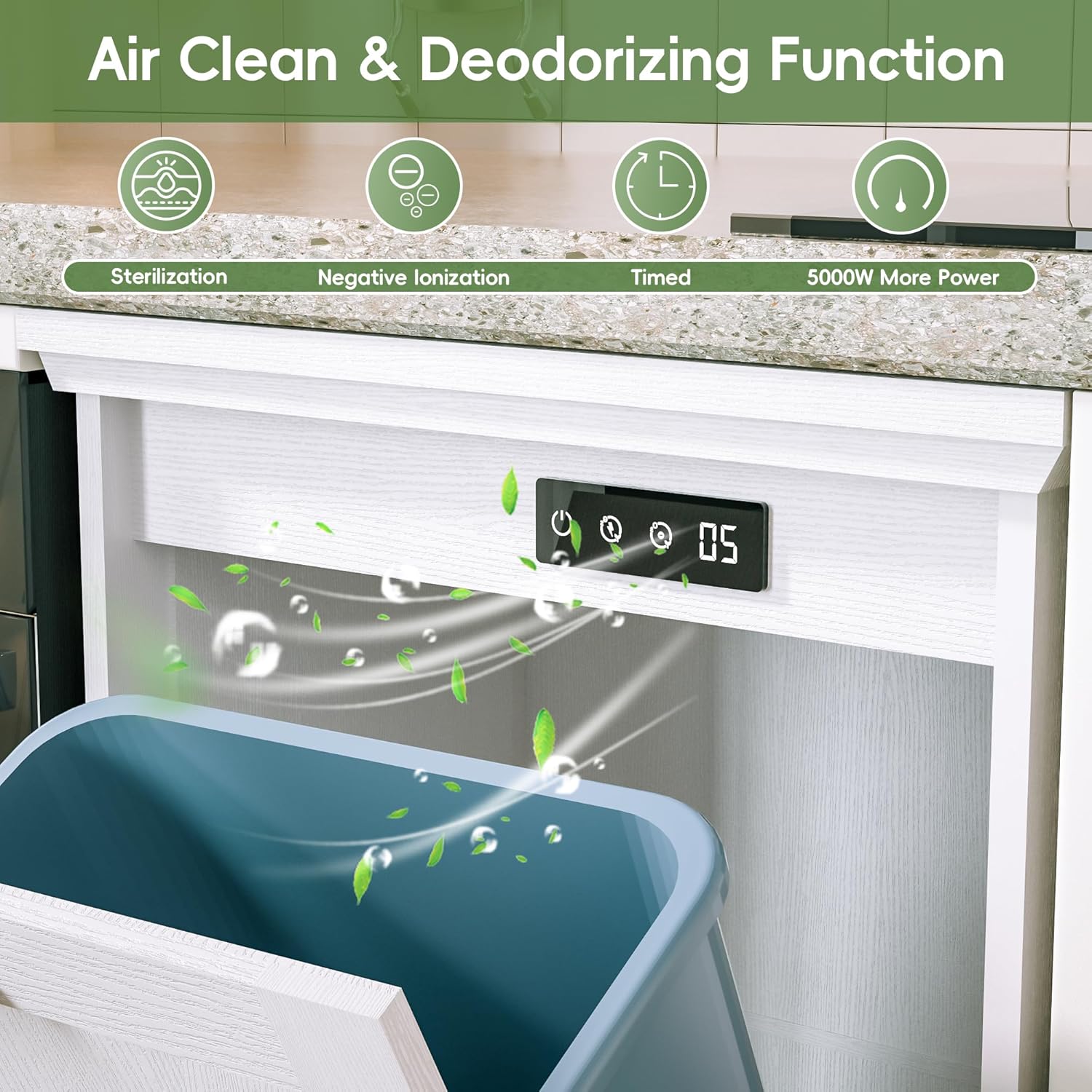 Betterhood TOLEAD Tilt Out Trash Can Cabinet, Hidden Trash Bin with Deodorizing & Negative Ion