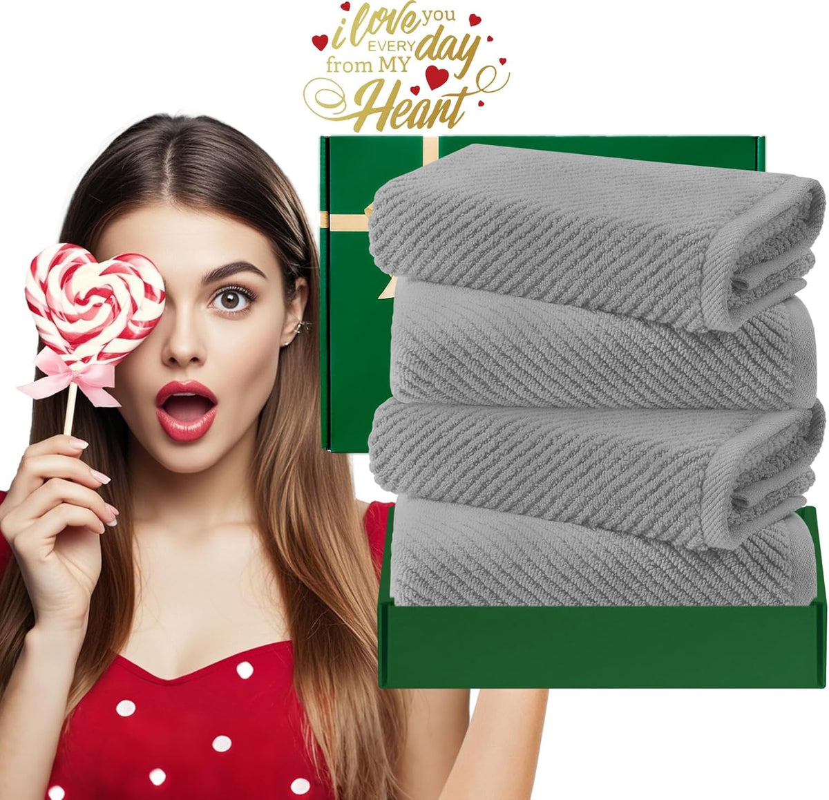 VOOVA & MOVAS Grey Hand Towels for Bathroom, Large 18" x 28" - 100% Cotton | Lightweight | Thick |