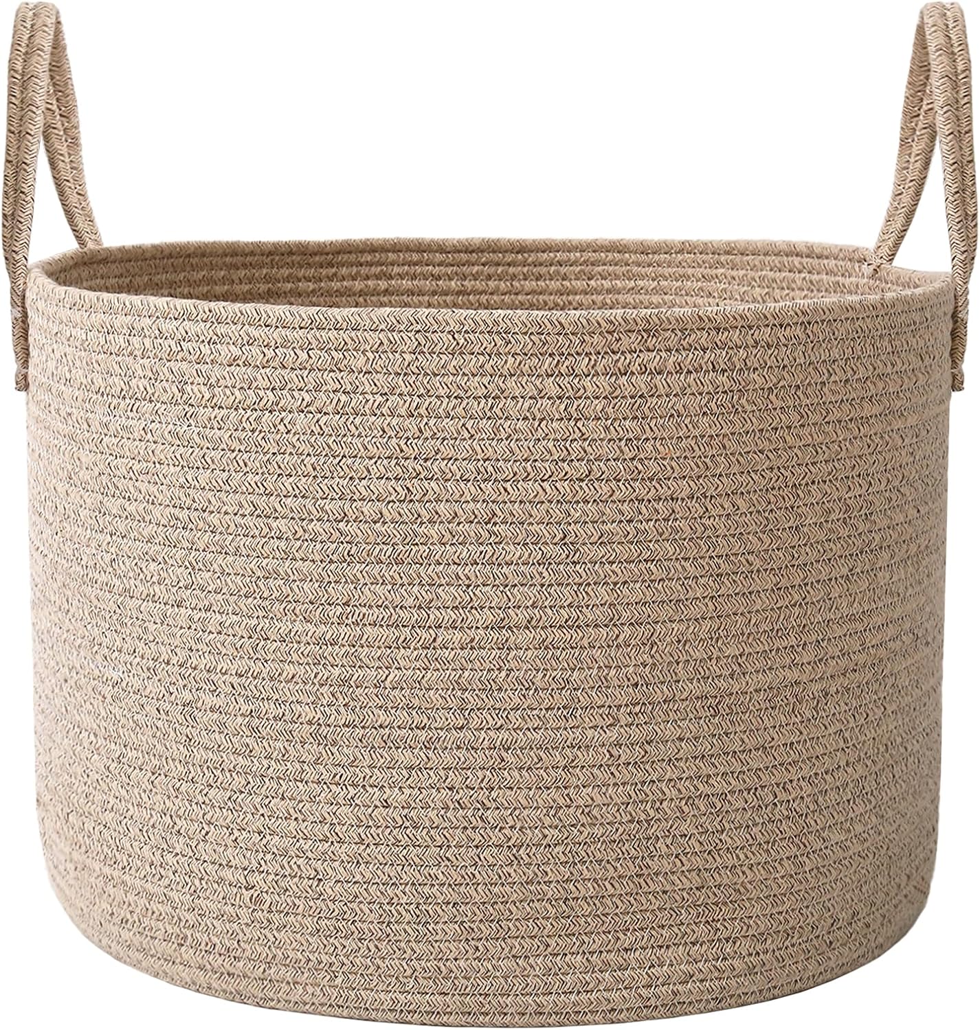 Woven Blanket Basket,115L Large Rope Storage Bin with Handles, Organizer for Blankets Toys Book and