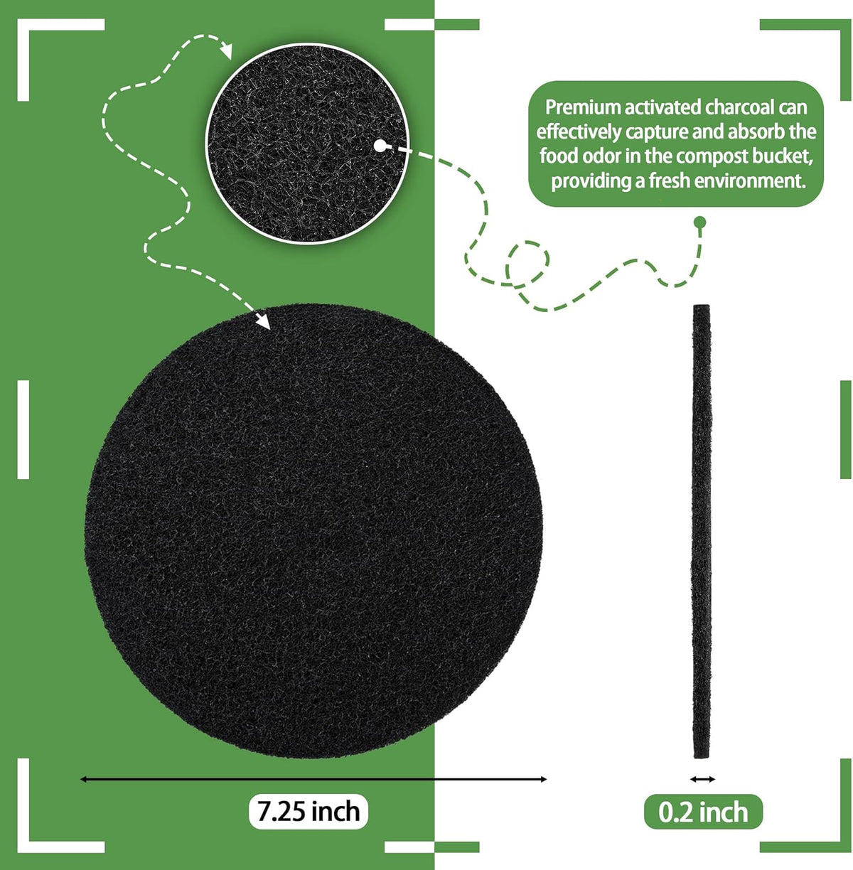 MyLifeUNIT 16 Pack Compost Bin Filter, Kitchen Compost Pail Charcoal Filter Replacements (7.25