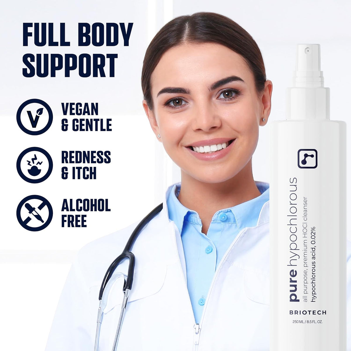 BRIOTECH Pure Hypochlorous Acid Spray and Cleanser, Original Premium HOCl Topical Solution