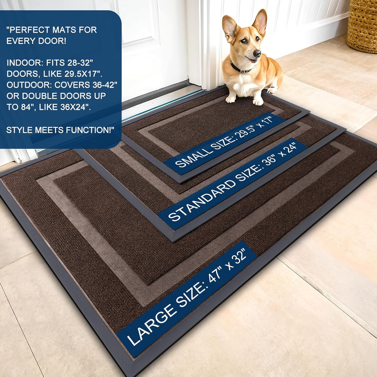 OLANLY Front Door Mat Indoor Outdoor Entrance, Waterproof All-Season, All-Weather Doormat, Sturdy