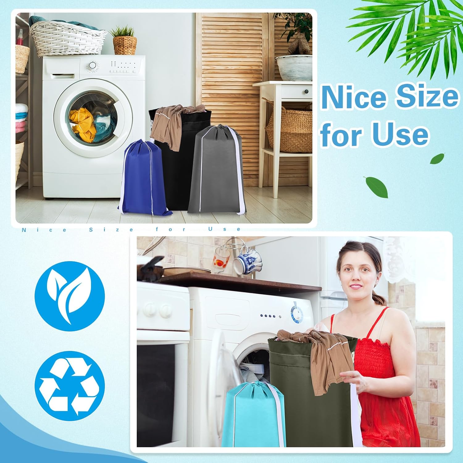 10 Pcs Nylon Extra Large Laundry Bag with Strap Travel Laundry Bags with Drawstring Closure