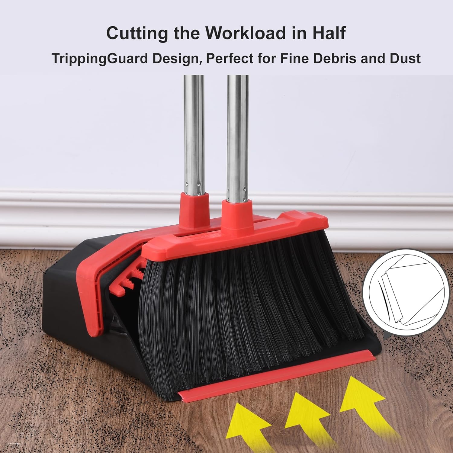 Upgrade Broom with Dustpan Combo Set, Broom and Dustpan Set with 51'' Long Handle, Dust Pan and