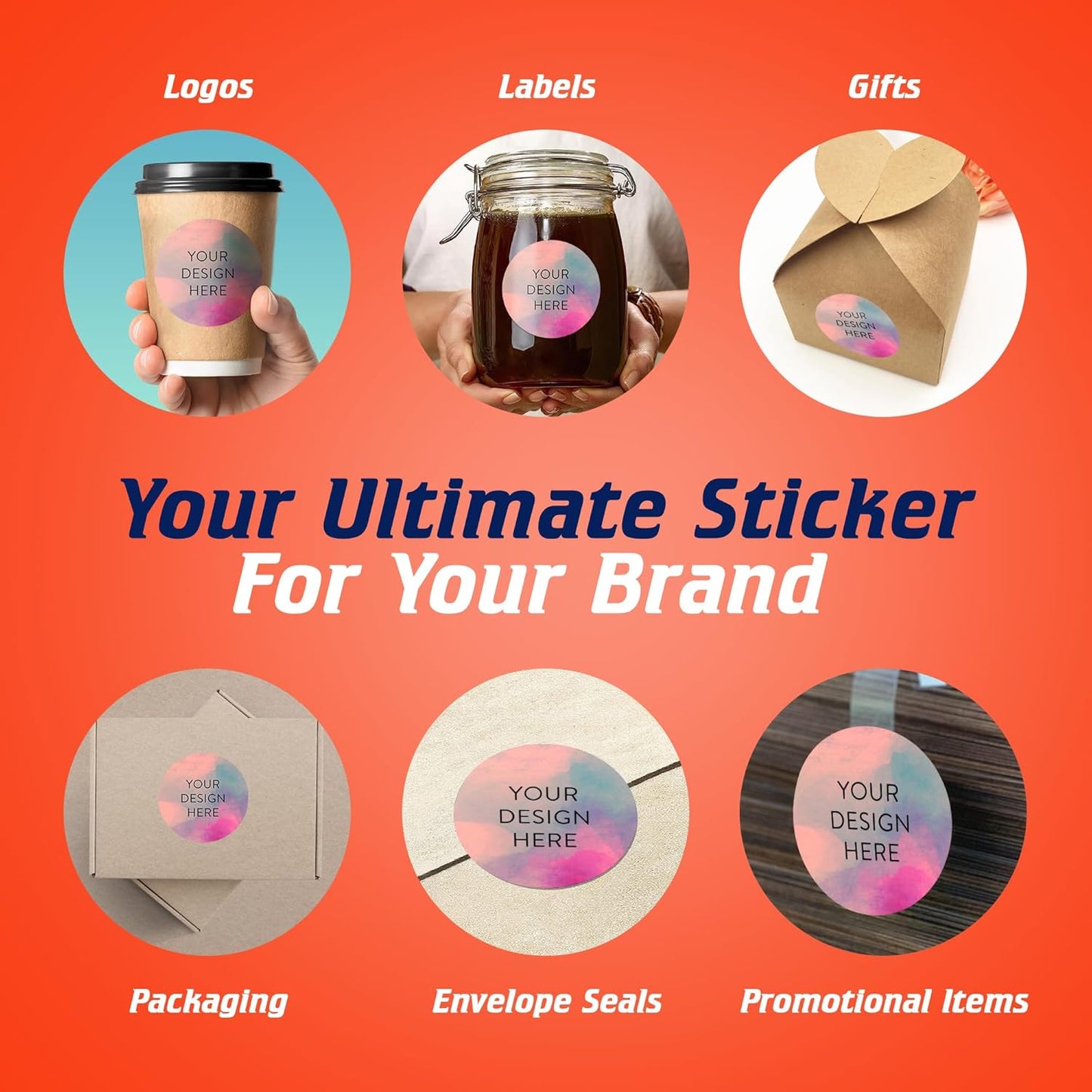 100 Custom Vinyl Stickers - Upload Your own Image, Text, Design, Logo - Personalized Logo Labels