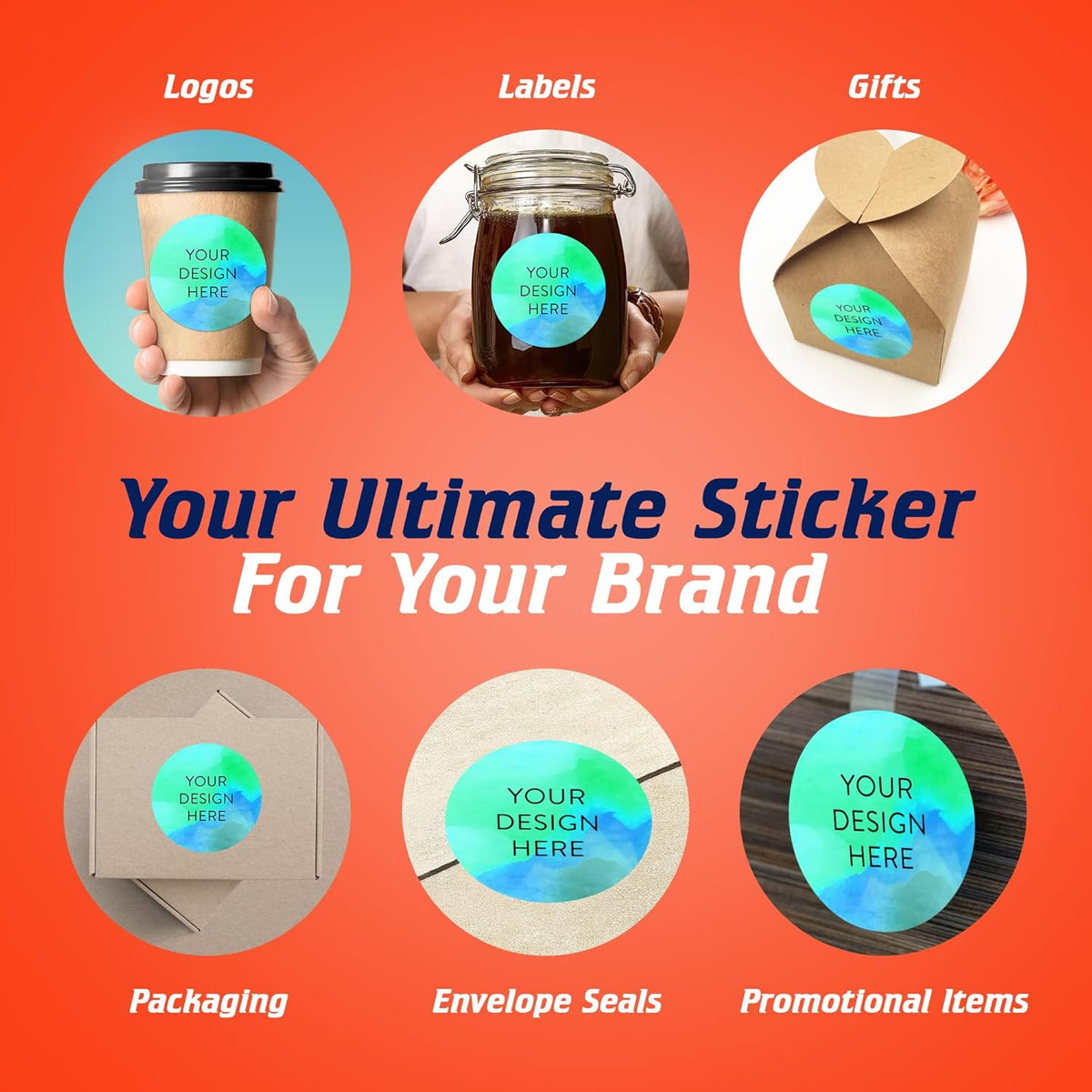100 Custom Vinyl Stickers - Upload Your own Image, Text, Design, Logo - Personalized Logo Labels