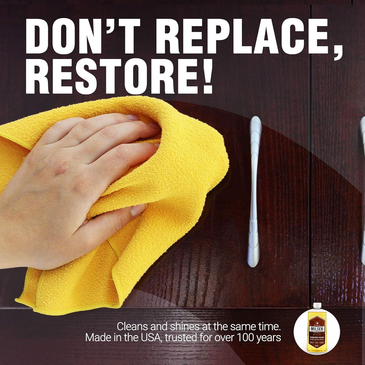 Milsek Furniture Polish and Wood Cleaner with Lemon Oil - Multipurpose Solution for Home