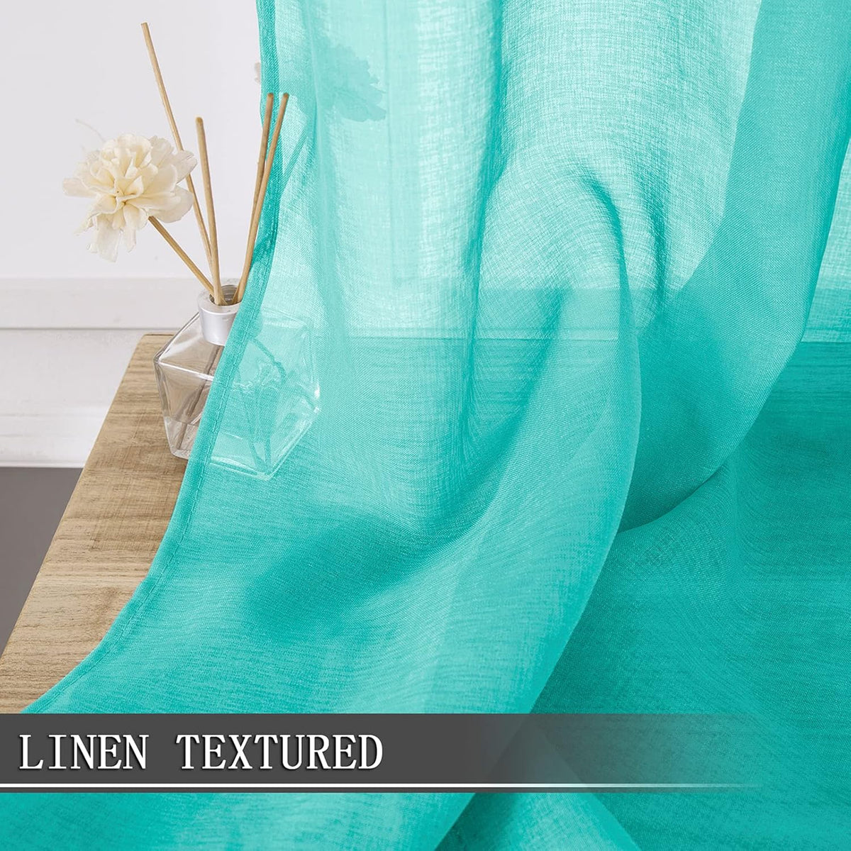 Tollpiz Sheer Curtains Linen Textured Bedroom Curtain Sheers Light Filtering Rod Pocket Voile