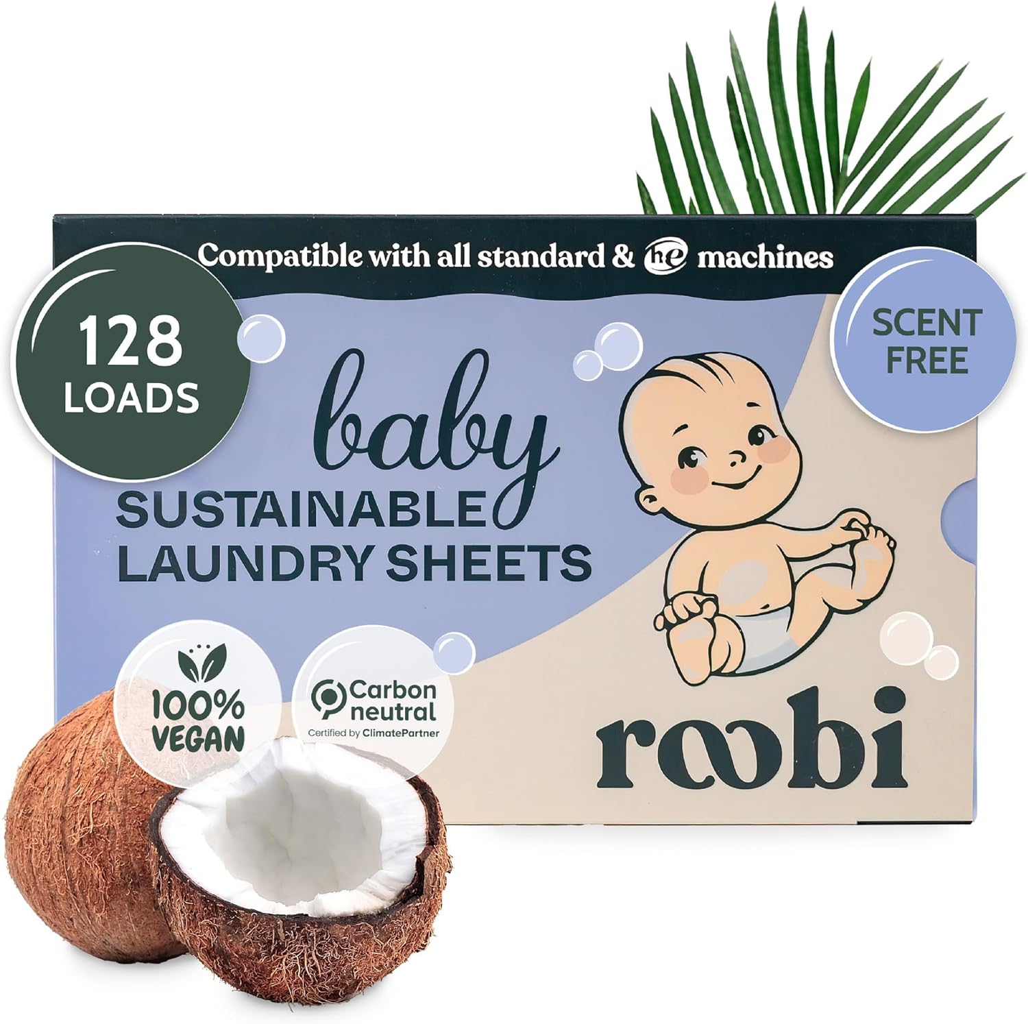 Roobi Baby Laundry Detergent Sheets. Specially Formulated for Sensitive Skin. Newborns, Infants &